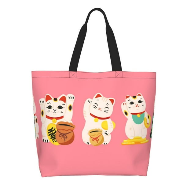Disketp Cute Cat Bolsa Tote Estampada para Mujer, Bolso de Hombro y de Mano para Compras y Viajes