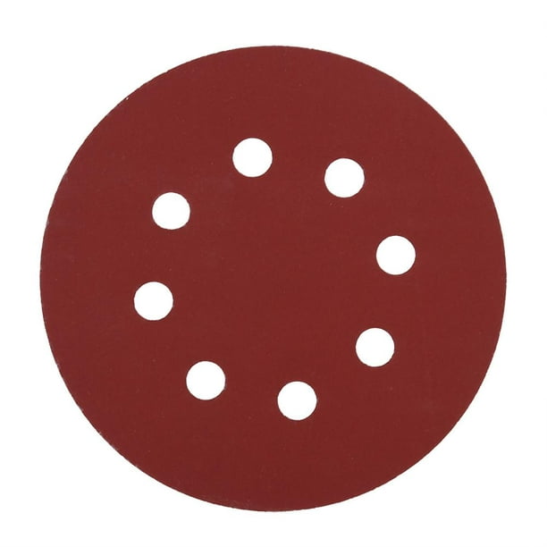 Mgaxyff 10Pcs 125mm Round Shape Red Sanding Discs 8 Hole 60#-1000# Grit ...