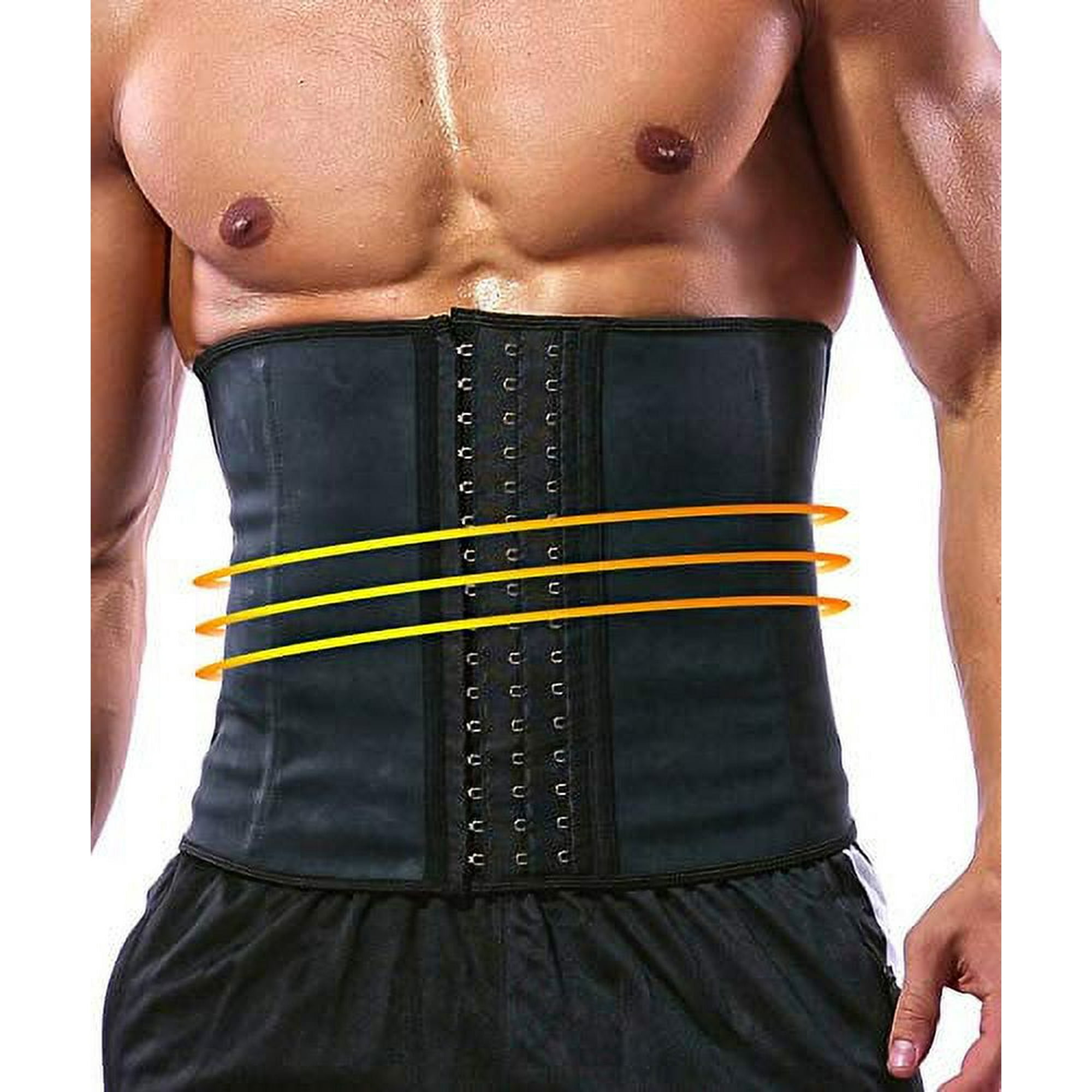 GainKee Latex Men Waist Trainer Corsets with Steel Bone Sweat Sauna Suit for Fitness 6X Large Walmart