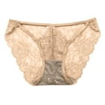 thumbnail image 1 of Gibobby Bragas Bikini Elásticas Encaje transpirable encaje sexy para mujer Ahueca hacia fuera y las nalgas Bragas breves puras （Beige，Talla única), 1 of 4