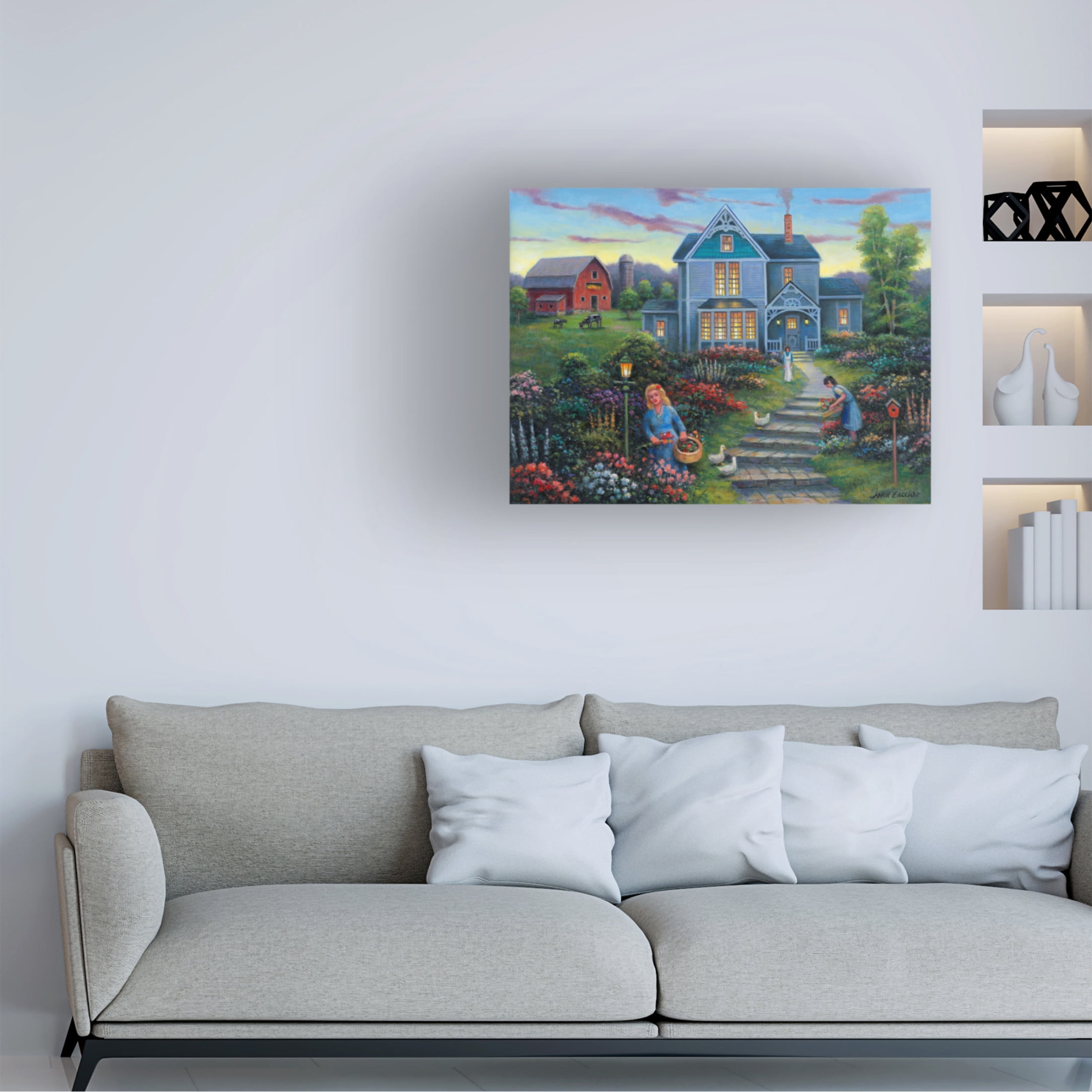 Canvas Wall Art - John Zaccheo 'Gathering' Wall Art for Living Room, Bedroom, or Office Décor by Trademark Fine Art - 32 x 24 Inches