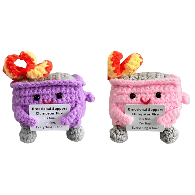 Lindo Crochet Contenedor Basura Fuego Apoyo Emocional Regalos Divertidos () Púrpura