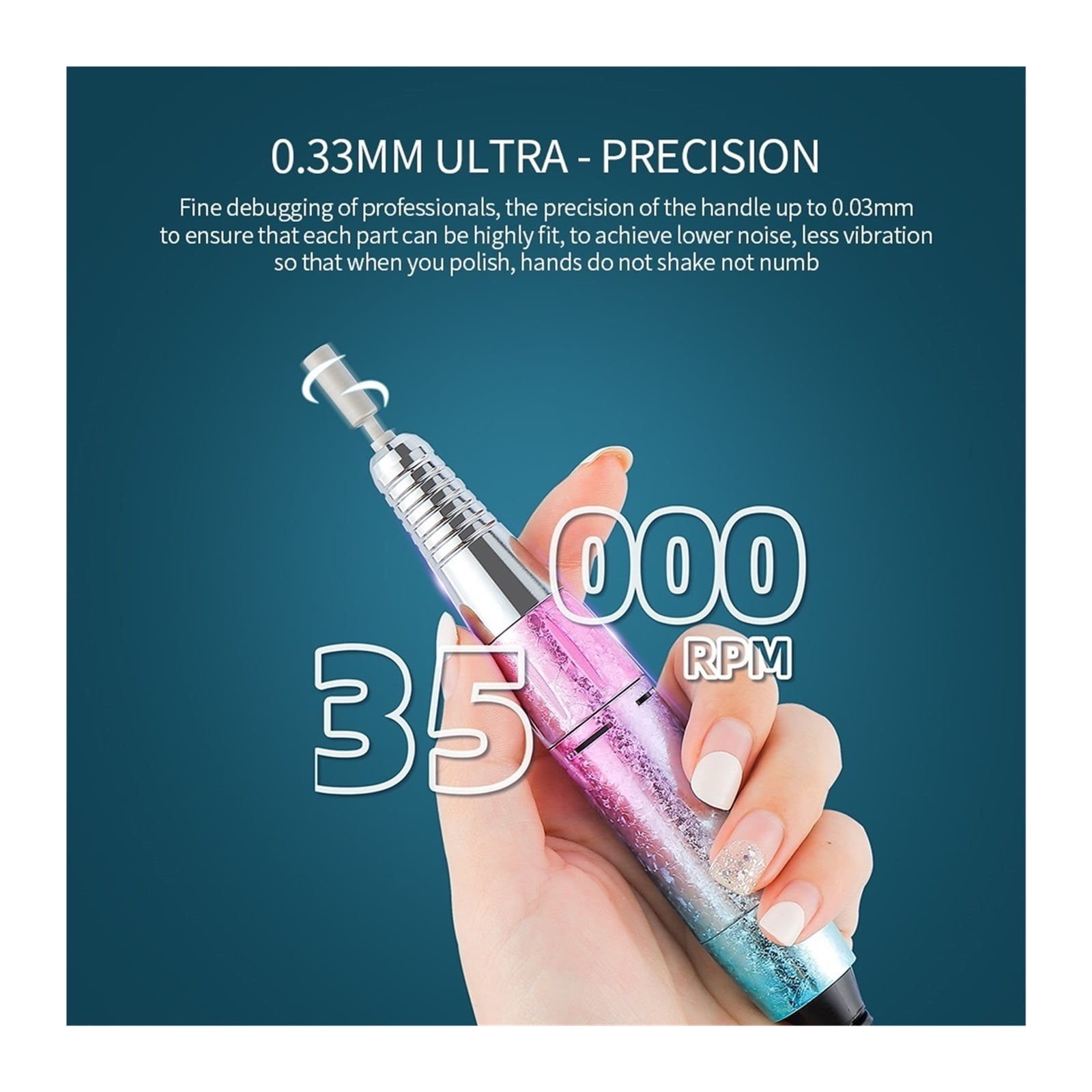 Electric Nail Drill Machine, 35000RPM Manicure Milling Cutter Set, Nail Files Drill Bits, Fast Nail Polish Removal Tool ,Low Noise