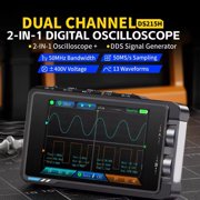 For FNIRSI DS215H Handheld Small HD Screen Digital Oscilloscope + Signal Generator, 2-in-1 Dual Channel 50MHz Oscilloscope Tool