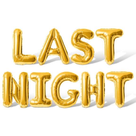 Letter Balloons - LAST NIGHT 16" Inch Alphabet Letters Foil Mylar Balloon Bachelorette Party Banner (Gold)