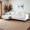 thumbnail image 3 of Edenton Mid-Century Modern Velvet Left Facing Sectional Sofa in Cream, 3 of 6