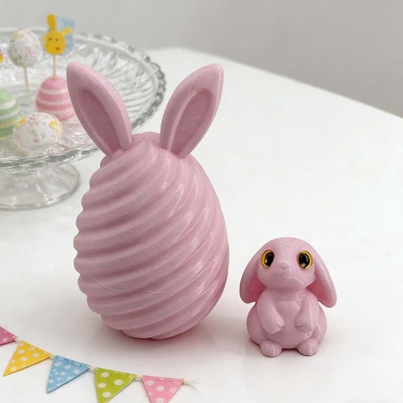 hulanddfd 3D Printed Easter Eggs, Prefilled Easter Egg with Bunny Inside Easter Basket Stuffers Home Office Desk Tabletop Decor Easter Party Gifts