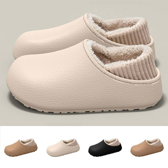 Sentmoon Women’s Slippers Bedroom Slippers Men's and Women's Slippers for Home and Outdoor Wear Couples' Thick-Soled Soft Waterproof Fleece-Lined Warm Closed-Toe and Closed-Heel Shoes