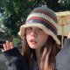 thumbnail image 4 of Female Handwoven Hat Knitted Sun Bucket Hat Y2K Stripe Hat for Teenager Girl Women Party Headwear Photoshoots Beanie Hat, 4 of 4