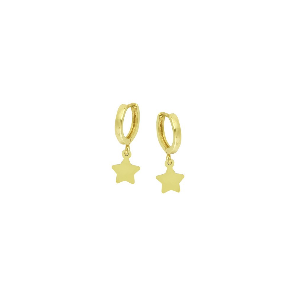 Jewelry 14k Yellow Gold 10m Baby Hoop Earrings With Dangle Star