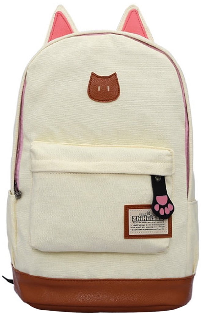 Cnvas Backpack,Coofit Sweet Cat Ear Girls Students Laptop Backpack School Bag Travel Rucksack for Student Travel Camping by Coofit