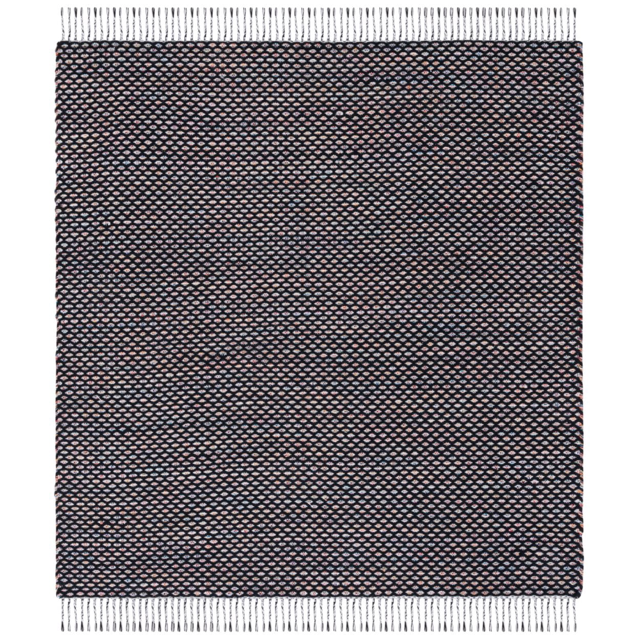 SAFAVIEH Montauk Annie Geometric Cotton Area Rug, Black/Ivory, 4' x 6'