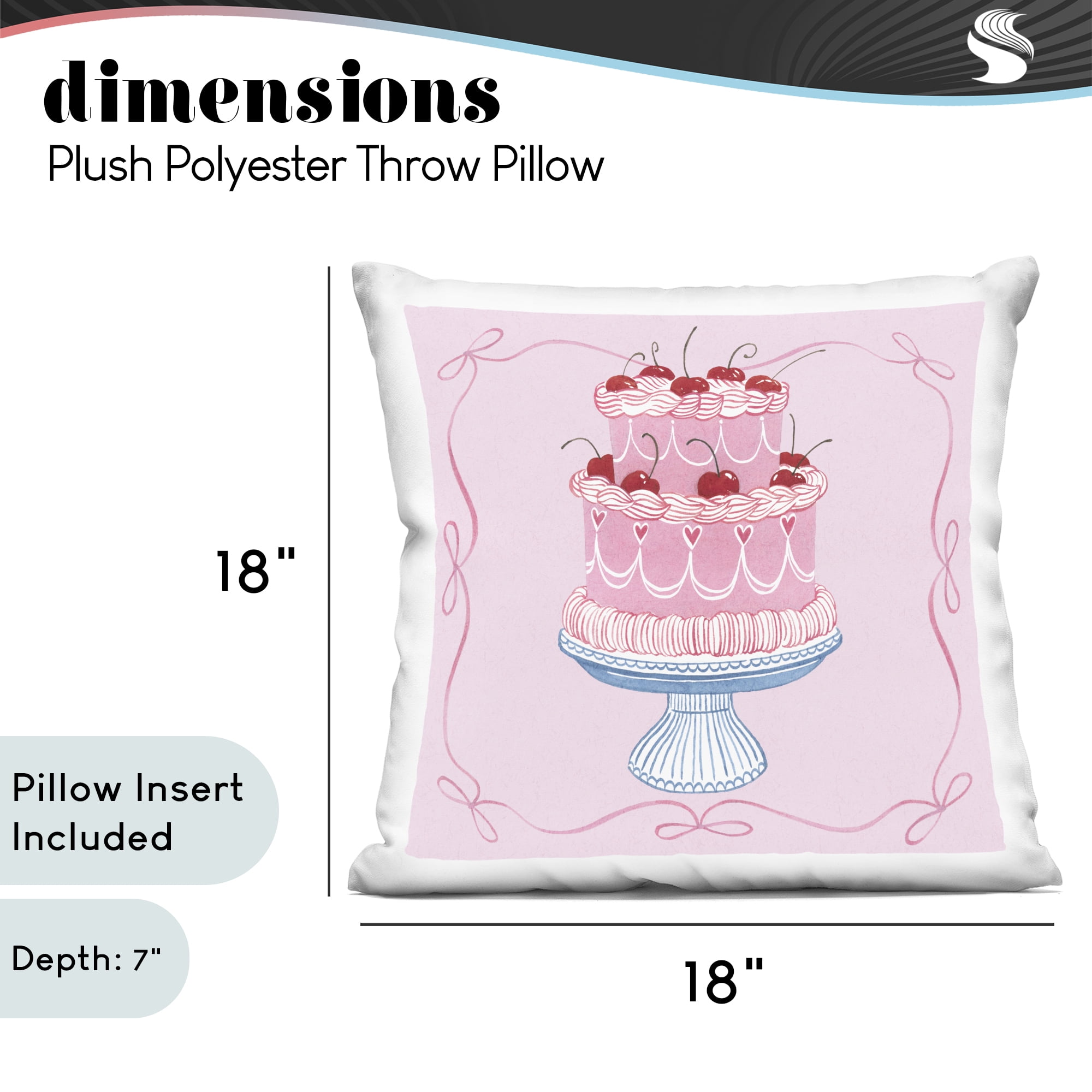 Stupell Industries Romantic Pink Cherry Cake Decorative Printed Throw Pillow, design by Grace Popp