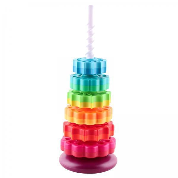 2xPlastic Rainbow Tower Bloques de Construcción de Reconocimiento de Color con Forma de Juguete Apilable Sunnimix Juguetes de torre de apilamiento