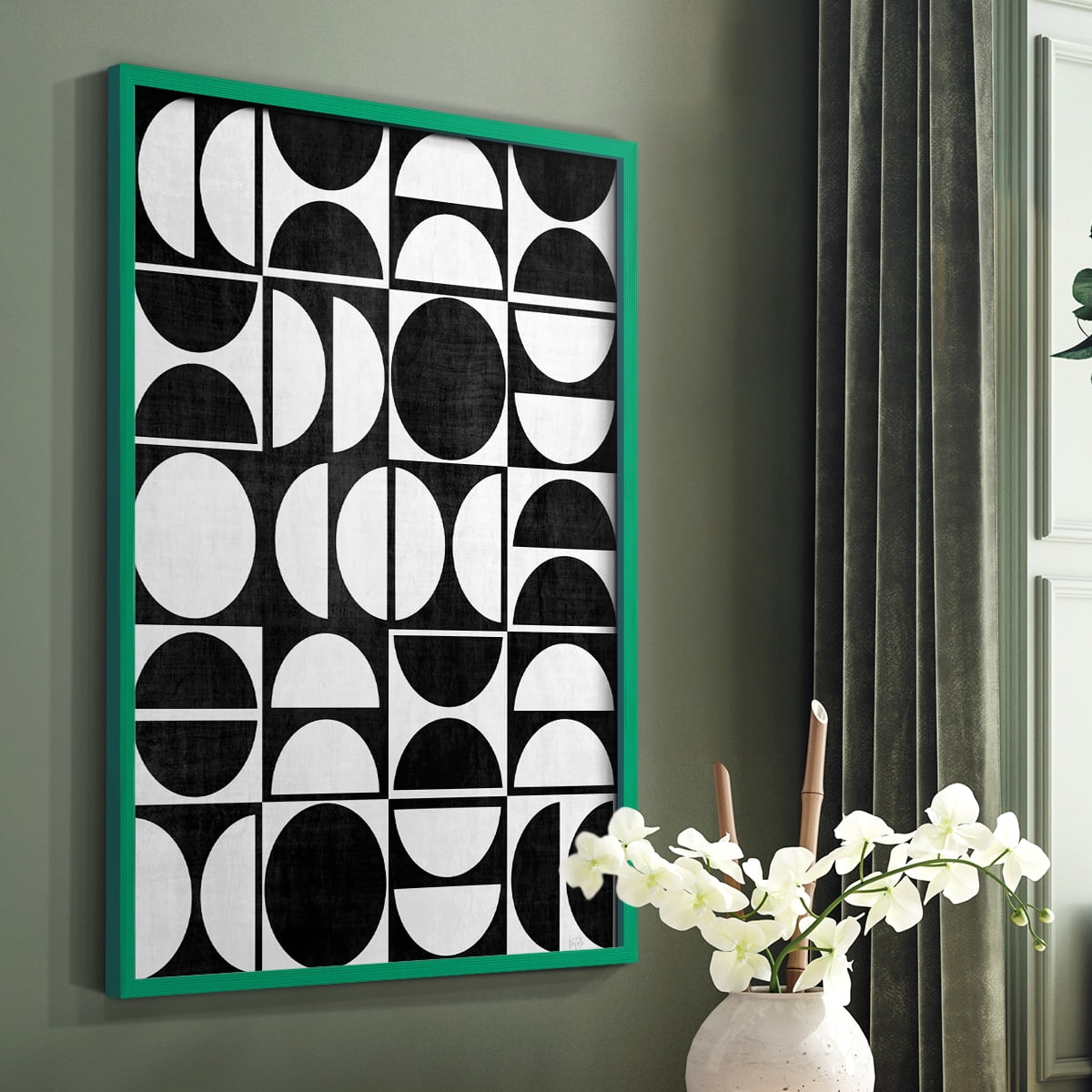 Modern Semis in Green Solid Wood 8 x 10 Framed Print