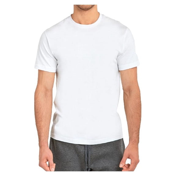 Men's Soft 100% Cotton Heavy Weight Crew Neck Short Sleeve T-Shirt, White L, 1 Count, 1 Pack
