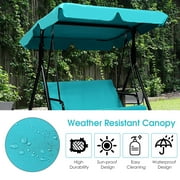 Costway Loveseat Patio Canopy Swing Glider Hammock Cushioned Steel Frame Outdoor Black