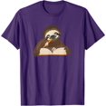 thumbnail image 1 of Happy Student Sloth Reading Writing Book Study Pencil Desk T-Shirt, 1 of 1