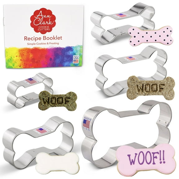 Ann Clark Dog Bone Cookie Cutters for Dog Treats, 5-Piece Set, Made in USA