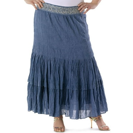 Metro7 - Women's Plus Paisley Waist Peasant Skirt