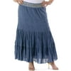 Metro7 - Women's Plus Paisley Waist Peasant Skirt