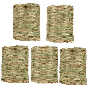 5Pcs Woven Bed Mat for Rabbits Natural Grass Woven Mat Small Animal Bedding Nest