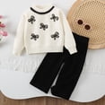 thumbnail image 4 of Cethrio Girls Knitted Outfit Sets, Long Sleeve 2 Piece Pullover Fall Girls' Clothing Sets White Size 3-4 T, 4 of 5