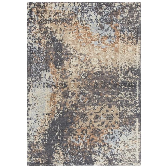 Alora Decor Euphoria 3' x 5' Floral Distress Gray/Gray/Rust/Blue Hybrid Area Rug