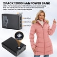 thumbnail image 5 of Heated Women Jacket, 2 Pack 12000mAh Power Bank, 5 Heat Zone, 4 Heating Level(Pink, M), 5 of 6