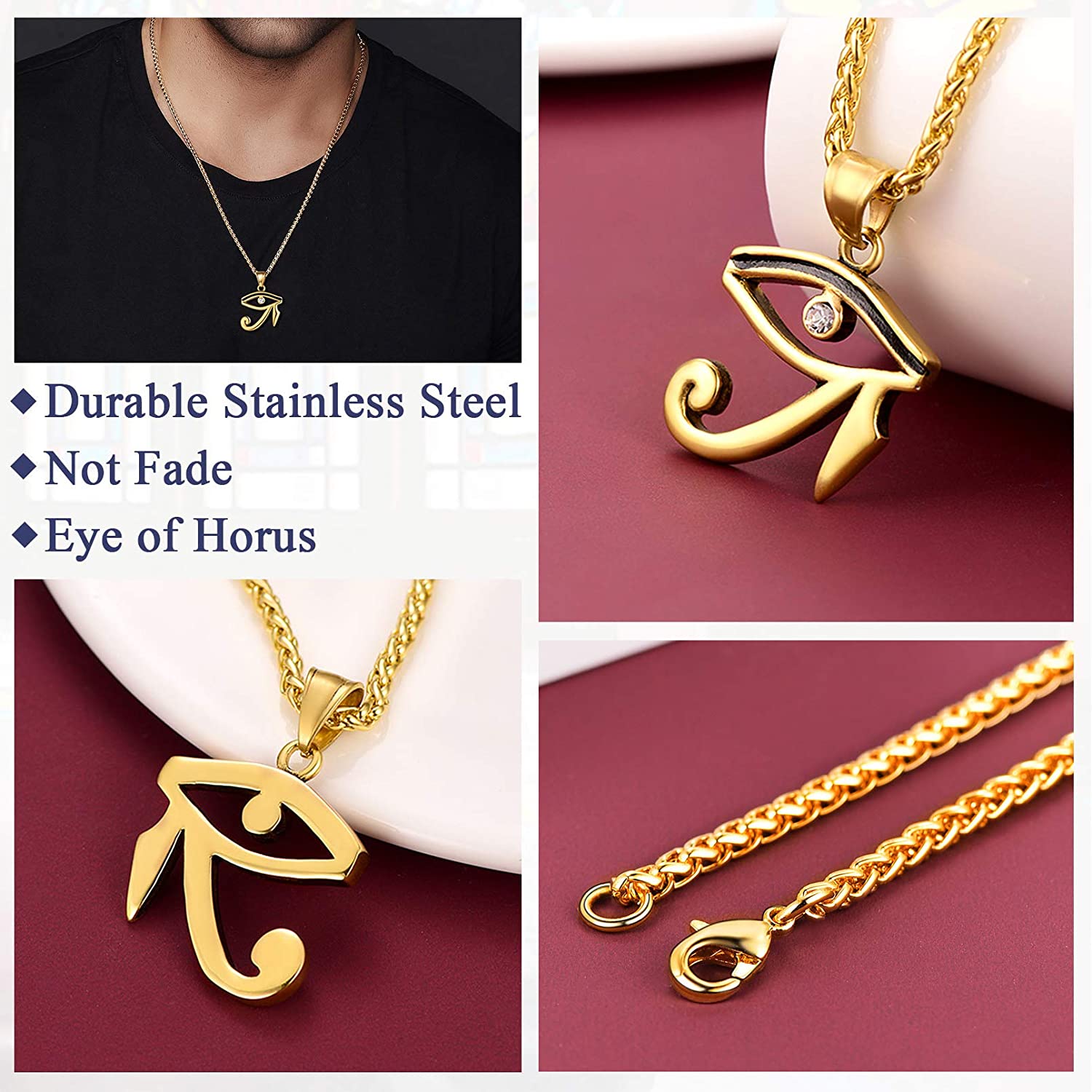 Eye of Horus Necklace Ankh Cross 