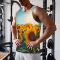 thumbnail image 5 of Logiee Sunlit Sunflower Field Print Men's Workout Tank Top,Quick Dry Workout Tank Top,Gym Muscle Tee,Fitness Bodybuilding Sleeveless T Shirt-4X-Large, 5 of 7