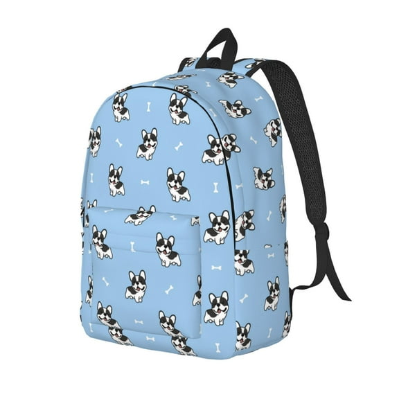 Ratiio French Bulldog Puppy Print Canvas Backpack for Women & Men Retro Aesthetic Rucksack Basic Backpack for High School/College Students Travel Laptop Bag