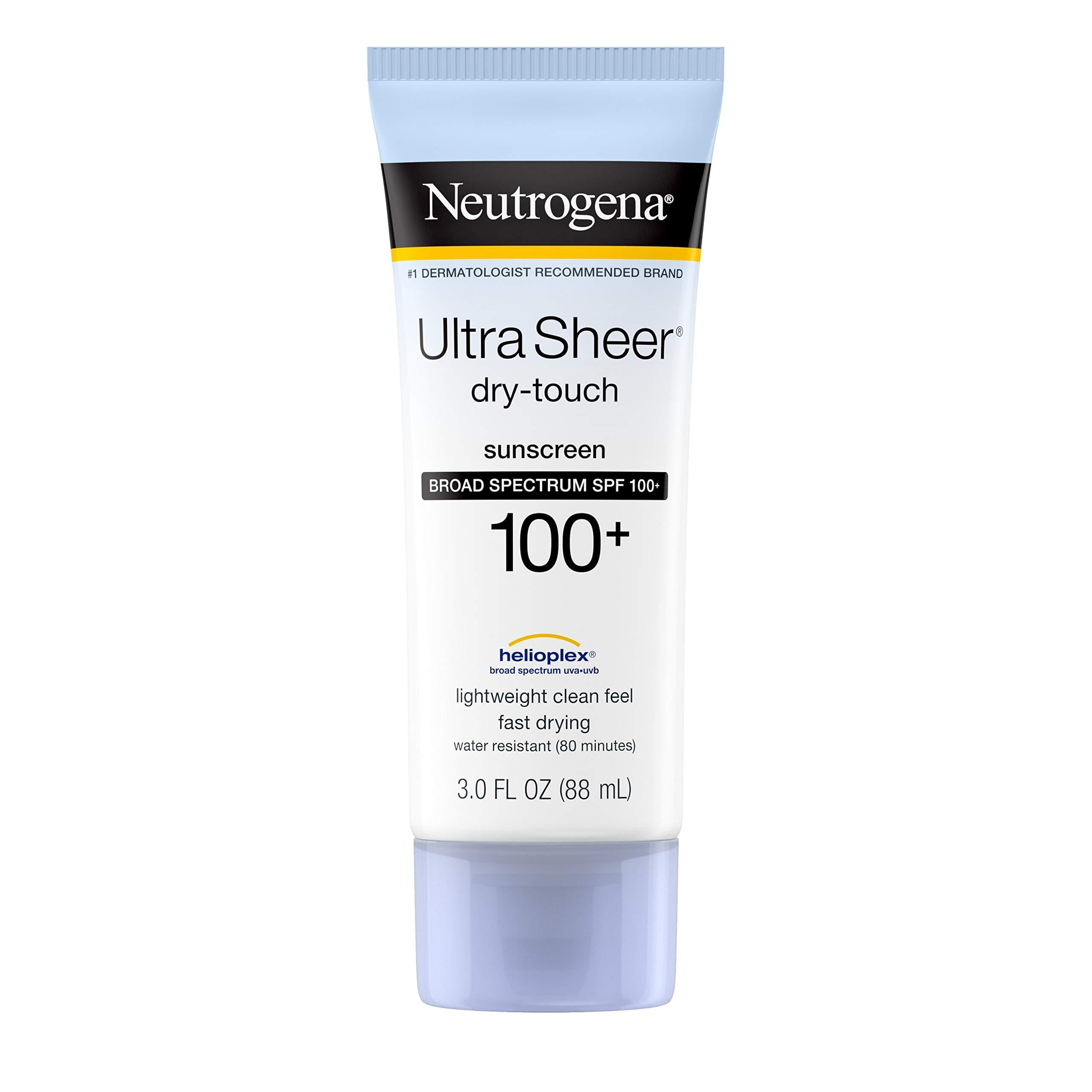 Neutrogena Ultra Sheer Dry-Touch Water Resistant and Non-Greasy Sunscreen Lotion with Broad Spectrum SPF 100+, 3 fl oz