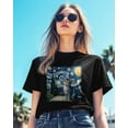 thumbnail image 3 of Starry Night Black Cat Womens Tshirt Graphic Tees Cotton Crew Neck T-Shirts, Casual Short Sleeve Shirts for Women Teen Girl Oil Painting Style, 3 of 3