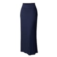 thumbnail image 2 of vigerkar Womens Basic Foldable High Waist Regular Casual Maxi Skirts Navy, 3XL, 2 of 7