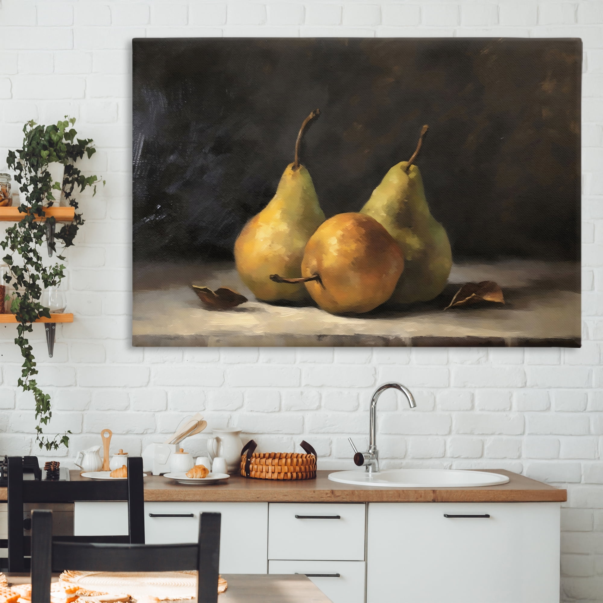 Stupell Industries Three Pears on Marble Canvas Wall Art, design by Creative Studio