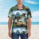 thumbnail image 2 of Fotbe Lake Forest Dinosaur A Camisa Hawaiana para Hombre Unisex – Camisa Casual de Verano con Botones de Manga Corta de Algodón y Lino,Small, 2 of 7