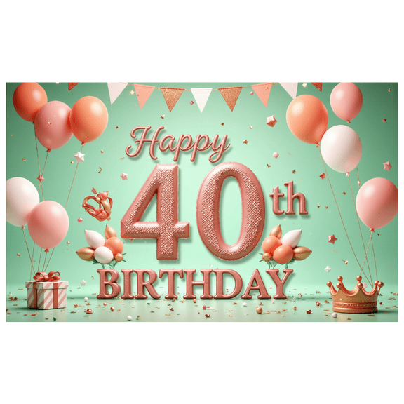Decorative Design Happy 40th Birthday Colorful Banner Birthday Party Decoration Balloon Decoration Event Banner for Adult Celebration Indoor Decoration Holiday Celebration