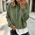 thumbnail image 2 of Gamivast Women's Sweatshirts False Two Piece Hoodies Layered Look Long Sleeve Pullover Sweatshirt Casual Drawstring Fall Outfits Green S, 2 of 8