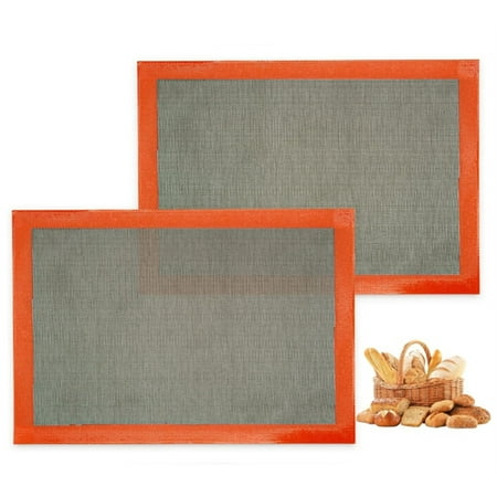 

Non-Stick Silicone Baking Mat 2 PCS Reusable BPA Free Oven Liner Professional Fine-Pored Baking Sheet Fine-Pored Heat Resistant Baking Mat Bakeware Mat for Cookies Bread and Pastry