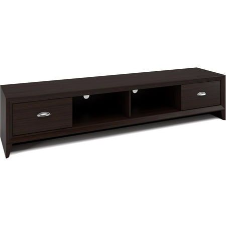 CorLiving Lakewood Modern Dark Brown Engineered Wood TV Stand with Drawers for Most TVs up to 85" for Living Room – Long, Low Profile Entertainment Center with Storage