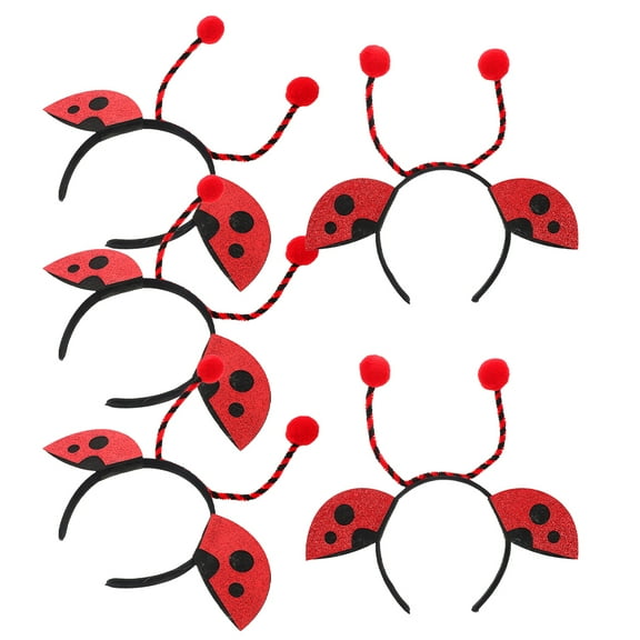 OUNONA 5Pcs Red Ladybug Headbands Set Cute Accessories for Everyday Wear, Parties, Kids, and Ideas