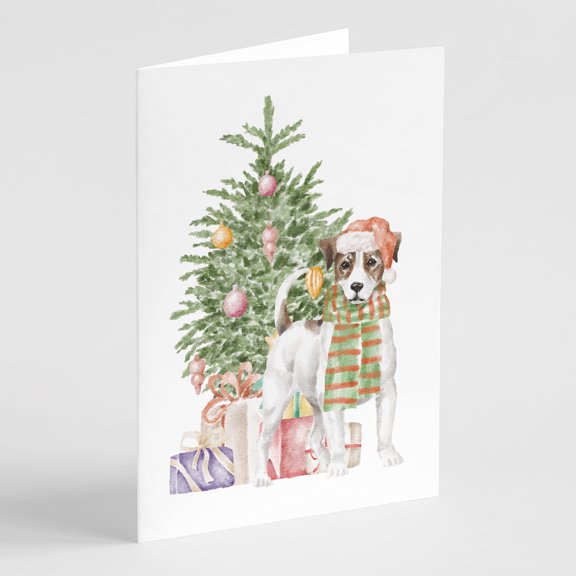 Christmas Jack Russell Terrier Smooth Greeting Cards and Envelopes Pack of 8 7 in x 5 in