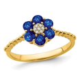 thumbnail image 1 of 3/5 Carat (ctw) Blue Sapphire Flower Ring in 14K Yellow Gold, 1 of 4