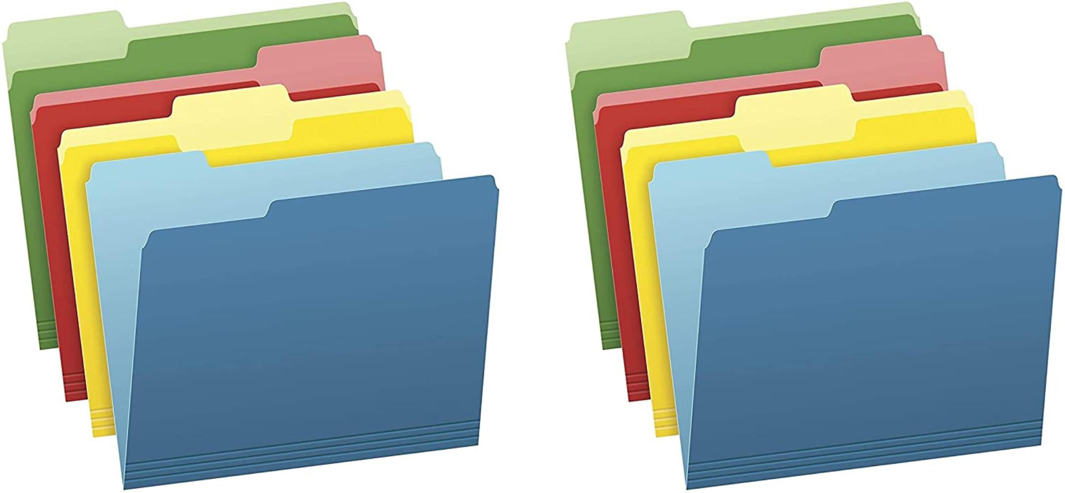 36 Pack 1/3-Cut Tabs Assorted Colors Assorted 03086 Pendaflex Two-Tone Color File Folders Bright Green, Yellow, Red, Blue Letter Size 