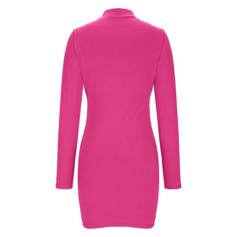 long sleeve mini hot dresses for ladies night longsleeve mini dress Erin Pink Long Sleeve Dress