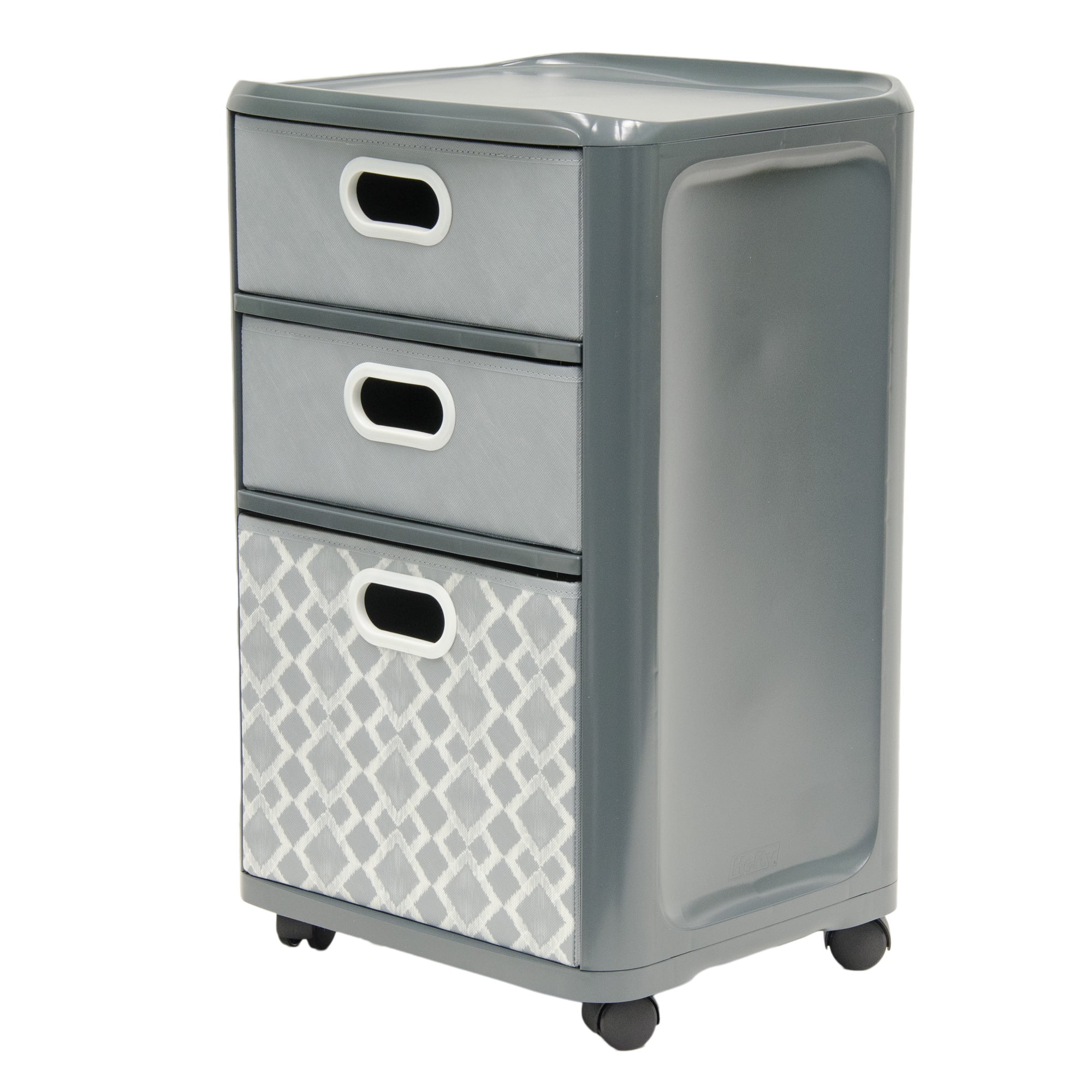 Home Logic Hefty 3 Fabric Drawer Carbon Grey Cart w/2 Small and 1 Large