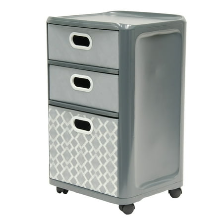 Home Logic Hefty 3 Fabric Drawer Carbon Grey Cart W 2 Small And 1