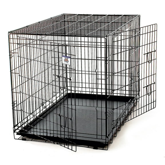 Miller Manufacturing Company 2-Door 48" Metal Crate for Dog with Removable Plastic Tray