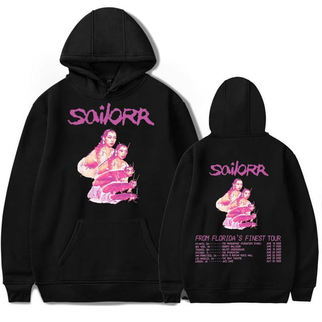 Sailorr 2025 TOUR Chandails à Capuchon Merch Femmes Hommes Manches Longues Mode Décontractée Chandails en Molleton à Capuche, tTP, Noir